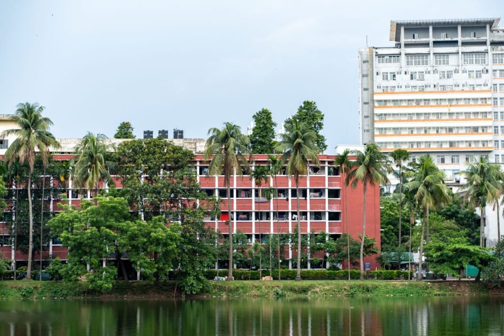 Scenic view of architectural buildings and greenery in Dhaka, Bangladesh.