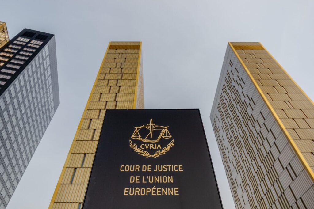 Architectural view of the European Court of Justice in Luxembourg City.