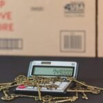 A calculator with vintage keys symbolizes real estate investment and mortgage calculations.