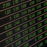 Detailed view of a stock market screen showing numbers and data, symbolizing financial trading.